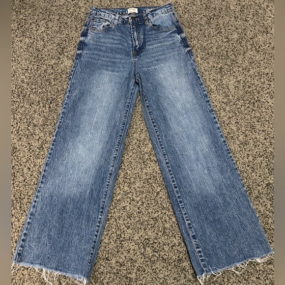 Kensie Blue High Rise Wide Leg Jeans - Picture 1 of 6